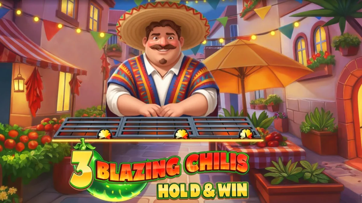 Interface do jogo 3 Blazing Chilis com elementos temáticos mexicanos