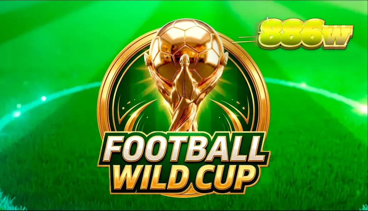 Interface do jogo de slot Football Wild Cup com tema de futebol.